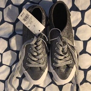 Silver sparkle sneakers. Never worn!!